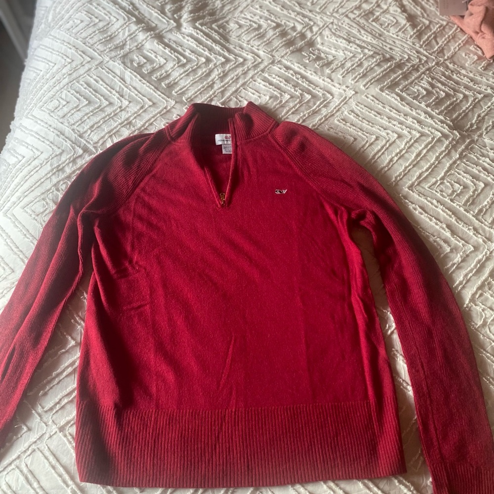 Vineyard Vines Women's Red Zip-Up Sweater